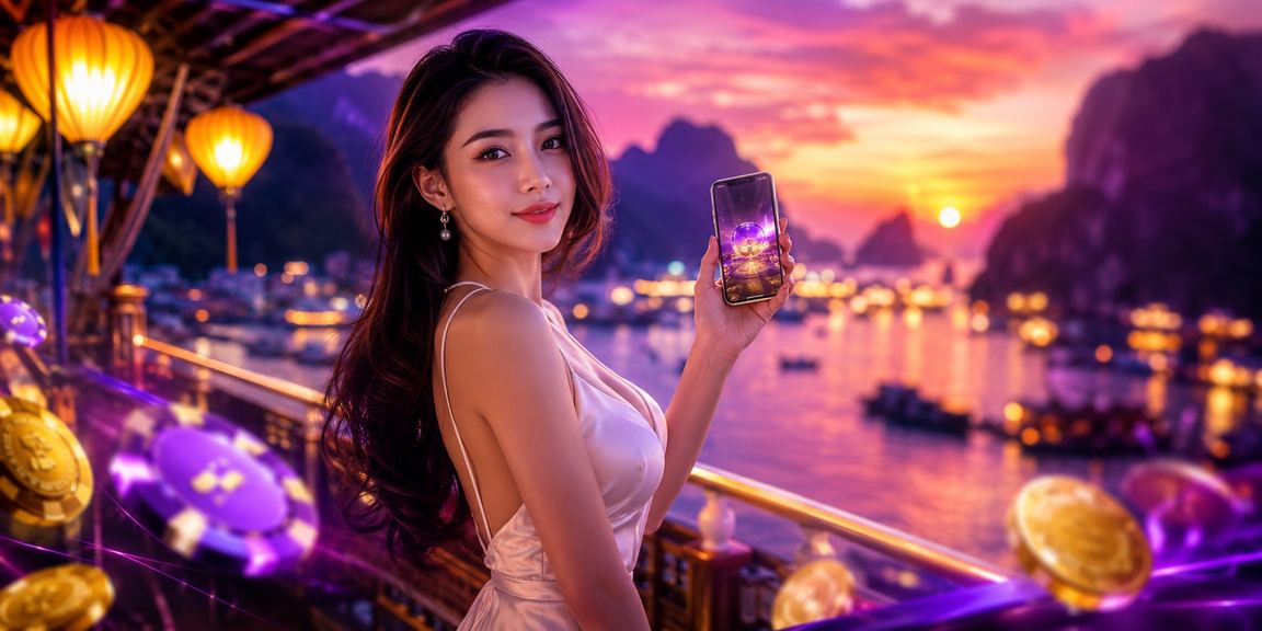 Người dùng tại Hội An ngồi dưới đèn lồng xem kết quả cá cược thể thao trên điện thoại