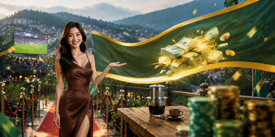 Người dùng tại Sapa uống cà phê buổi sáng và kiểm tra tiền thưởng hoàn tiền xổ số trên nk8